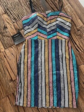 Charlotte Russe Multicolor Sequin Striped Mini Dress